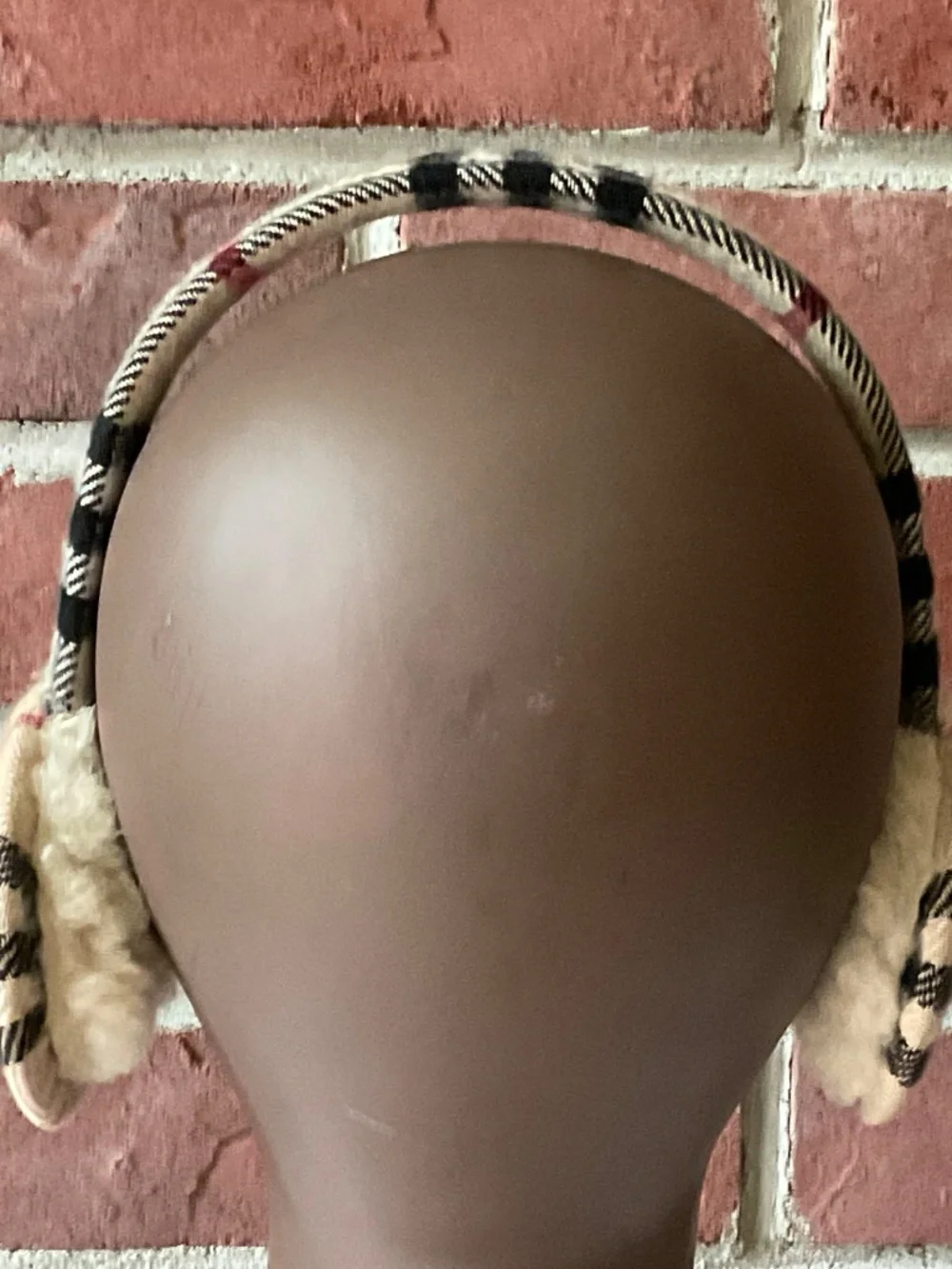 Burberry Nova Check Cashmere & Shearling Earmuff O/S Made in England